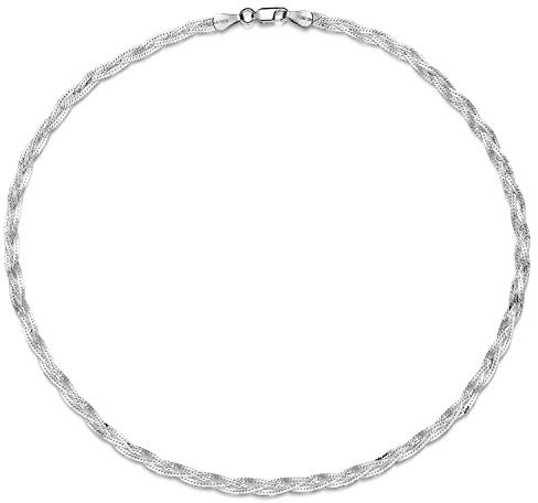 MATERIA Herringbone Kette Damen 925 Silber 4mm Fischgrätkette 40 45 cm Made in Germany K62-40 cm