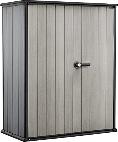 Ondis24 wetterfestes Gerätehaus High Store Plus, Stabiler Griff, Duotec mit Boden, Geräteschrank Schuppen, abschließbar, 1400L Volumen