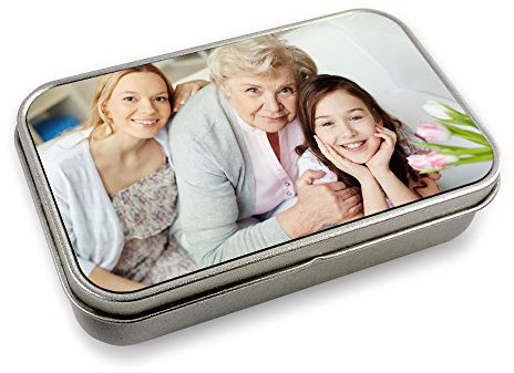 LolaPix Caja metálica Personalizada con Foto. Caja Regalo de Aluminio. Estuche Personalizado. Regalo Original. Varios Modelos Disponibles. Rectangular 11x7cm