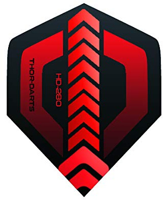 THOR-DARTS 15 Rot -Schwarze 150 Micron Ultra Strong Darts Flights TM HD-280 F1 red Black Flys extra Lange haltbar (rot, 15 Stück / 5 Set)