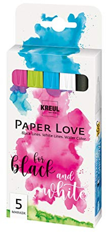 KREUL 18199 - PaperLove Marker Set, bestehend aus Black Lines, White Lines und Water Color – die ideale Stiftekombination für Grafikdesign, Handlettering und Illustrationen