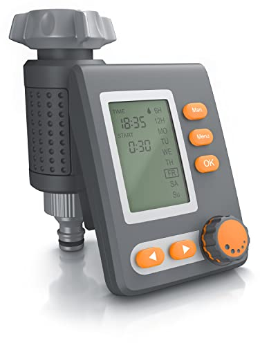 Brandson - Bewässerungscomputer digital mit Display - Wasserzeitschaltuhr - Bewässerungssteuerung - Bewässerungssystem – Bewässerungsprogramm 1 – 240 Minuten – Bewässerung 6h / 12h / tageweise