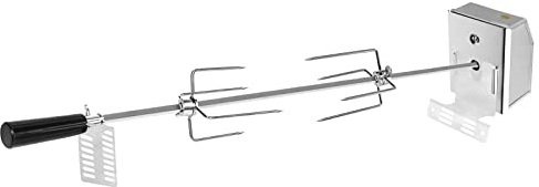 VA-Cerulean Asador eléctrico giratorio de acero inoxidable,juego de brochetas para barbacoa,incluye 2 agujas para carne y motor,pincho giratorio para barbacoa de gas,asador para camping,fogatas y más