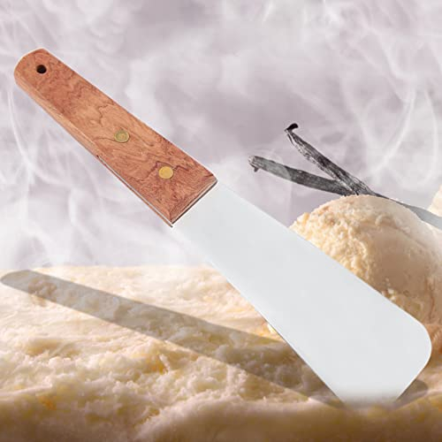 ANKROYU Multi-Function Ice Cream Spade with Wooden Handle, Portable Stainless Steel Ice Cream Shovel Scoop Dessert Spade Butter Cutter, Daily Kitchen Utensils for Ice Cream Candy Suger
