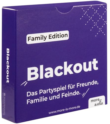 more is more Blackout - Family Edition | - das Partyspiel für Freunde, Familie und Feinde - Perfekt für jeden Spieleabend mit Freunden - Kartenspiel für JGA, WG Party, für Silvester oder als Geschenk