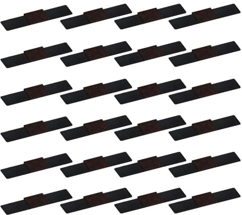 24 Stück Bodenschoner für Stühle, 5 x 14,5 cm Rutschfeste Stuhlbeinschoner Klettverschluss, Möbel Filzgleiter Selbstklebend für Stuhlschienen Bodenschützer (Schwarz)