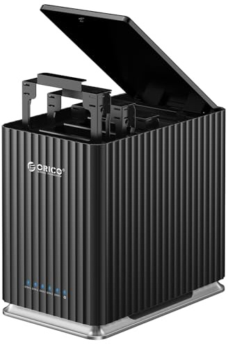 ORICO Caja Externa para 5 Discos Duros, USB 3.1 Type-C Sin Herramientas, Carcasa Das con Adaptador de 12V/10A, Máx. 110TB para Datos Domésticos - 9758C3