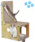 Kratzbrett Katzen Kratzpappe mit Katzenhaus Pappe - 65 cm hohe L förmige Kratzpad Lounge Wellpappe Katzenbaum Haus mit 4 Ballspielzeug Katzenkratzbrett Katzenhöhle für Indoor Katzen als Möbelschutz