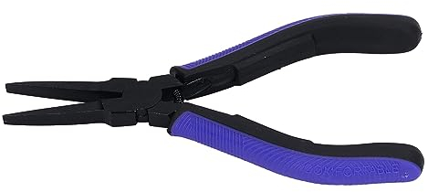 Präzise Flachzange für Schmuck mit 0,6 mm Dünn und 4 mm Breite Kohlenstoffstahlbacken TPR-Griff für Schmuckdesigner und Bastler|>