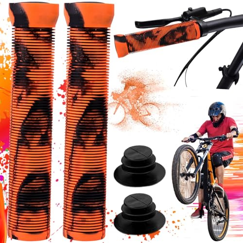 SoundZero 1 Par Puños de Bicicleta Cubierta, Suave Antideslizante 22mm Mango Universal, Ergonómicos Manillar de Bicicleta Puños (naranja negro)