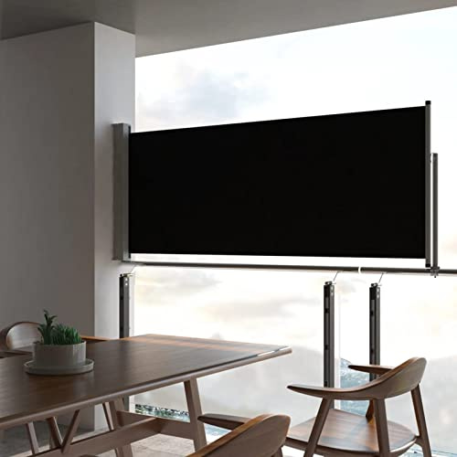 Iiaky Toldo Lateral retráctil para Patio 100x300 cm Negro Doble Pantalla retráctil Impermeable, Divisor de habitación retráctil para privacidad, jardín, al Aire Libre, Patio y terraza