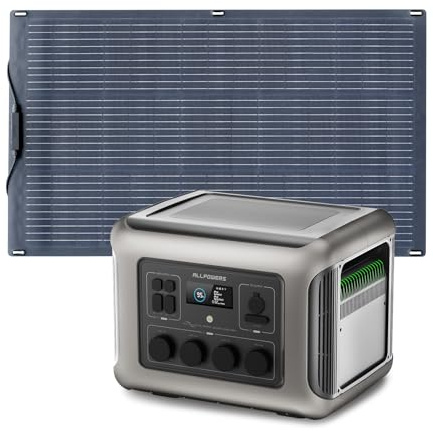 ALLPOWERS R2500 V2 générateur électrique portable 1920Wh avec panneau solaire flexible 100W IP68 étanche, batterie LiFeP04, générateur solaire pour Chargement rapide, camping-car, jardin, toit