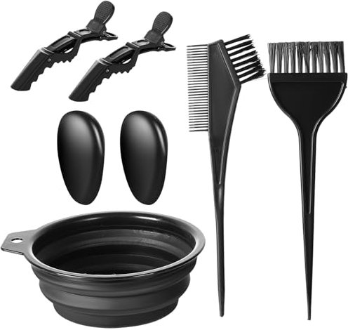 Arcjunys Haarfärbepinsel Set Haare Färben Zubehör Haarfärbeset Pinsel Haare Färben Färbepinsel Haar Färben Färbung Tool mit Haartönungsschale Färbebürste Ohrabdeckung Haarspangen für Friseursalon 7Stk