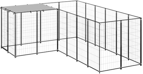 DYRJDJWIDHW käfig Hund,hundeboxen für zuhause,hundebox Auto Grosse Hunde,Hundezwinger Schwarz 4,84 m² StahlEntworfen für Garten und Terrasse.