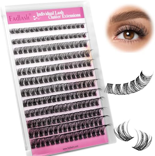 FADLASH Dicke Flauschige Wimpernbüschel 12 Reihen 8-16mm Einzelne Natürliche Wimpern Individuelle DIY Wimpernverlängerung - C3