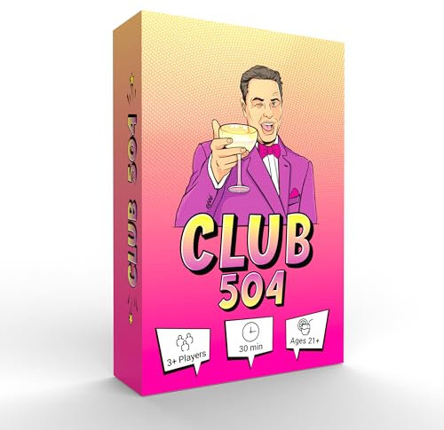 Club 504 - A New Twist on King’s Cup | Pop-Art Style Drinking Card Game for Adults | Waterproof Cards for Game Night, 21st Birthday, and Fun Party Games with Friends