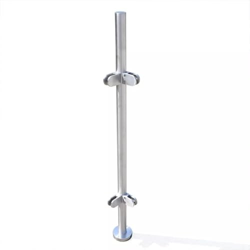 Pali da 110 cm, in acciaio inox, con supporto in vetro, per balcone, supporto per corrimano, supporto trasversale, per scale da balcone (colonna angolare)