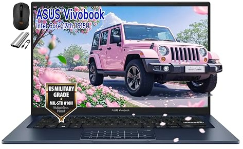 ASUS Vivobook Ordinateur portable FHD 14 po, Intel Core 13e 1315U, 8 Go de RAM, 256 Go SSD (128 Go PCIe + disque dur portable 128 Go, webcam 720p, win11, avec souris sans fil) (8 Go de RAM | SSD de