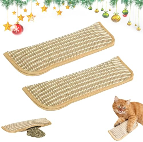 2PCS Catnip Kicker Pillow, Teeth Cleaning Catnip Toy Pillows for Indoor Cats, Interactive Cats Nip Kicker Toys for Teething, Play (Yellow, Medium)