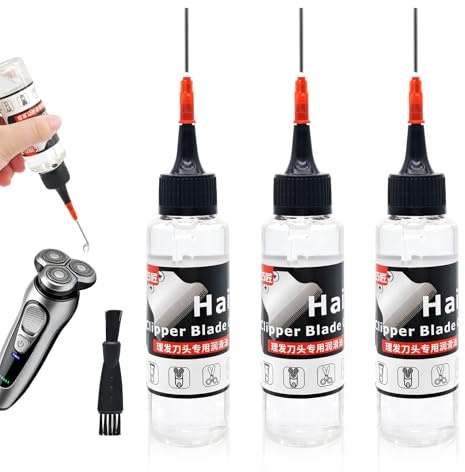Huile Tondeuse Cheveux, 2 Pièces Huile Barbe avec brosse de Nettoyage, Huile Lubrifiante pour Tondeuses à Cheveux, Prolonge La Durée de Vie de L'équipement
