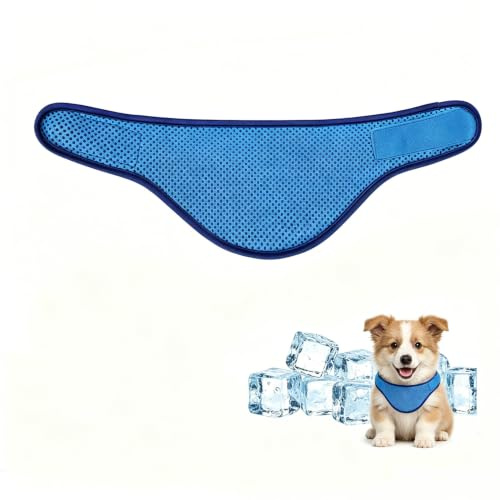 Dog Cooling Bandana,Dogs Cool Collar,Summer Pet Ice Scarf Reusable Soft Absorbent Instant Cooling Towels Portable Neck Wraps Accessories,Breathable Collars Towel Chill Bandanas (Blue+M Size)