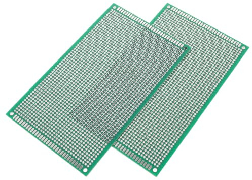 SECFOU 2pcs Double Sided Solder Perfboard with Densely Arranged Throughholes and Standard Hole Spacing, Green Fiberboard Electronic Board for Rapid Prototyping Circuit Boards and DIY