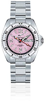 CHRIS BENZ ONE Medium 200M Taucheruhr mit Metallband, Anemonenrosa, silberne Lünette
