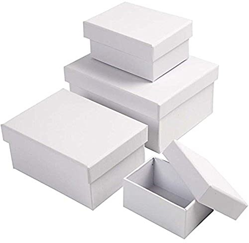 Scatole regalo rettangolari multiuso, adatte per arti e mestieri, Bianco, 4 misure assortite