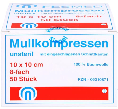 MULLKOMPRESSEN ES 10x10 cm unsteril 8fach 50 St