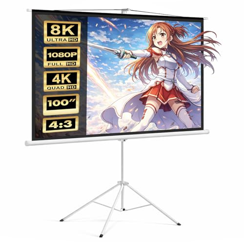 Maclean MC-595 Écran de Projection 100 sur trépied - Surface de Projection 200 x 150 cm au Format 4:3 - Écran Portable pour Home cinéma, présentation, Bureau, vidéo