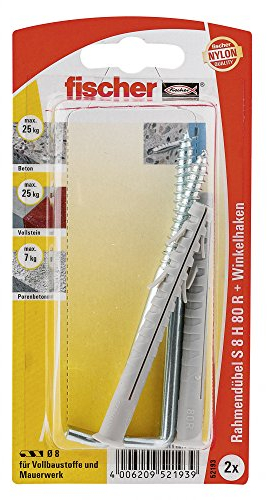 Fischer Rahmendübel S 8 H RW K SB-Karte, 2 x Winkelhaken WH 5,8 x 100, 052193