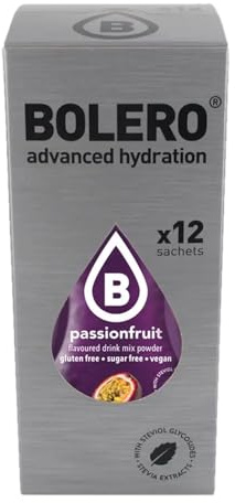 Bolero Advanced Hydration Passion Lot de 12 sachets de boissons instantanées Fruits 9 g