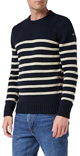Schott Nyc PLOUTRIDER1, Pull Homme, Bleu (Navy/Naturel), Small (Taille Fabricant: S)