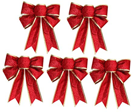 Healifty 5 Stücke Ziehschleife Geschenkschleife Geschenkband Bogen Schleifen für Weihnachten Geburtstag Hochzeit Geschenkverpackung (Rot)