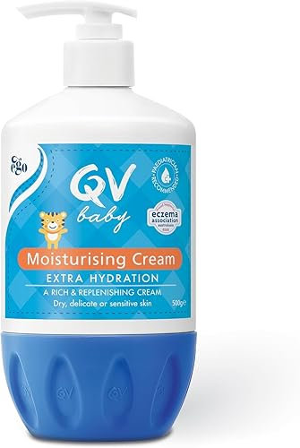 QV Baby Feuchtigkeitscreme 500g - Reichhaltige Feuchtigkeitscreme mit Glycerin und Vitamin B3 für Babys und Neugeborene, nicht fettend für empfindliche Haut, mit 24-Stunden-Schutz, Baby