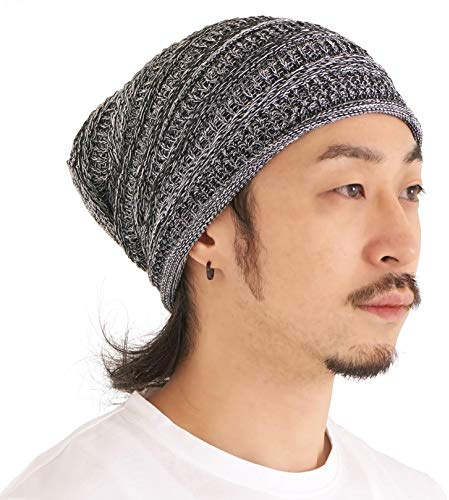 CHARM Extra Slouchy Summer Beanie for Men - Women Baggy Hipster Knit Cotton Slouch Hat Black