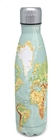 Nerthus FIH 515 Thermos a Doppia Parete per Freddo e Caldo. Disegno di Mappa, in Acciaio Inossidabile, 500 ml, Senza BPA