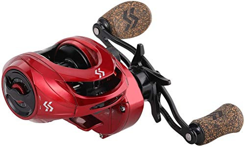 Sougayilang Baitcasting Mulinello da pesca 8: 1 rapporto di trasmissione con sistema frenante magnetico, 9 + 1 cuscinetto a sfera anticorrosione Baitcaster Roll-Link