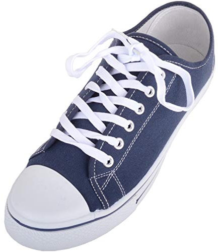 Mens Canvas Lace Up Sporty Outdoor Trainers Sneakers Plimsolls with Rubber Toe Cap - Navy - UK 9 / EU 43