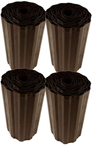 Garden-Profi Rasenkante 25cm hoch, 4 Rollen x 9m, Beetbegrenzung, Raseneinfassung, Mähkante, Rasenrand, PET, Dunkelbraun, wetterfest, Made in Germany
