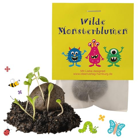 Ideenverlag HAMBURG 10x Monster Samenbomben Kindergeburtstag / Monster Mitgebsel Monstergeburtstag Geschenke - Mitbringsel Saatbombe für Kinder - Kleinigkeit & Give-away