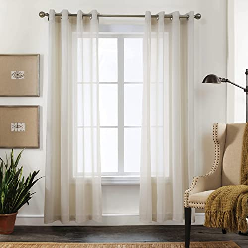 CUCRAF Transparente Gardinen mit Ösen - Wohnzimmer & Schlafzimmer, H245 x B140cm 2er Set Transluzente Vorhänge Leinen, Unifarbene Pflegeleichte und Knitterfreie Vorhänge in Leinenoptik