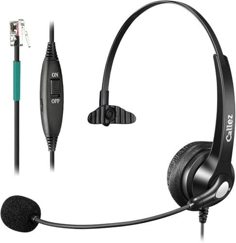 Telephone Headset RJ9 with Microphone Noise Cancelling, Landline Phone Headset Work for Polycom VVX410 VVX411 Plantronics Avaya 1408 Mitel 5312 ShoreTel BT Converse NEC Office Desk Phones, Clear Calls