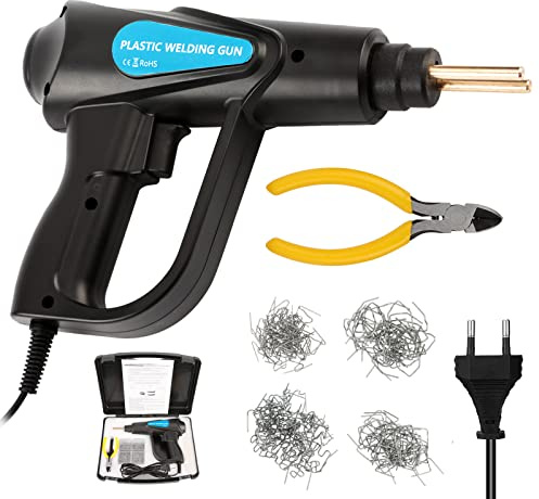 Hancaner 70W Heißhefter, Kunststoff-Schweißgerät Auto-Stoßfänger-Reparatur-Set, Zange, 4 Arten Flach-/Außenecke-/Innenecke-/Wellenheftklammern, Schweißgerät Reparatur von Schweißpistolen