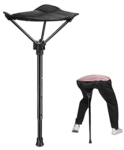 XVBVS Tragbarer Einziehbarer Campinghocker, Höhenverstellbarer Einbeiniger Stuhl mit Tragerucksack zum Angeln, Wandern, Jagen, Grillen, Tragen bis 150 kg