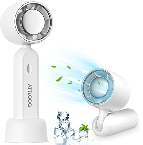 ATTLOOQ Tragbarer Handventilator Mini-Personenventilator, Wiederaufladbarer, Batteriebetriebener USB-Handventilator, 3 Geschwindigkeiten, Einstellbarer, Faltbarer Kleiner Tischventilator (Weiß)