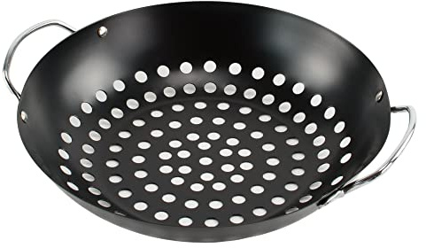 Dangrill Grill-Gemüsekorb Wok Grillschale Grillkorb Loch-Pfanne Gemüse-Wok