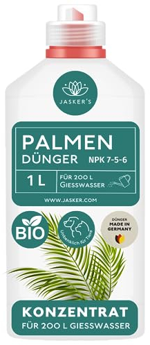 JASKER'S Palmendünger flüssig 1 Liter-Spezialdünger & 100% Tierfreundlich-Palmen Dünger mit schnell & langzeit Wirkung-Palmendünger Hanfpalme und andere Arten-Dünger für Palmen im Haus & Garten