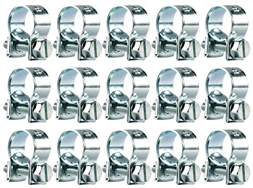 15 Pièces Collier de Serrage Acier Galvanisé 11-13mm Colliers Serrage Collier Durite Réglables pour Pince Collier Echappement Tuyau de Carburant