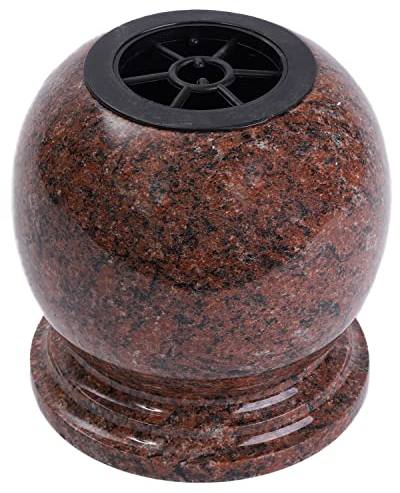 Grab-Vase Granit Vanga Rot Kugel-Vase Friedhof Grab-Schmuck Blumen Grab-Schale
